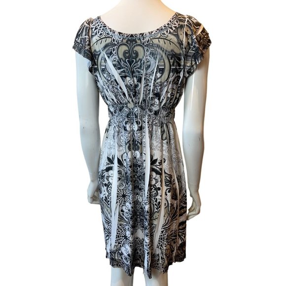 Apt.9 Womens Pleated Sheath Dress 427008438 Lace Embroidered White Black Size S - Picture 2 of 7